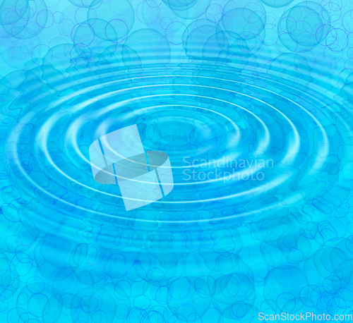 Image of Blue abstract background with water ripples and bubbles