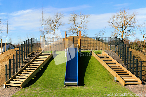 Image of Outdoor Slide at School Yard 