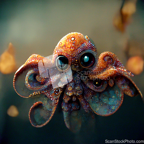 Image of Funny cartoon octopus. Digtal generated illustration.