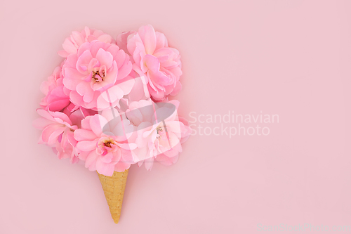 Image of Rose Flower Surreal Ice Cream Waffle Cone Design 