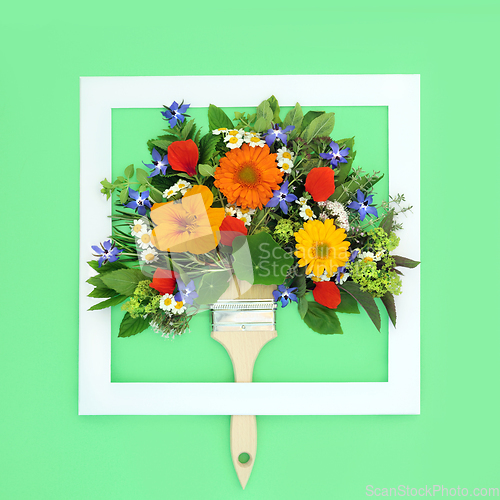 Image of Summer Flower Wildflowers and Herbs Paintbrush Surreal Concept
