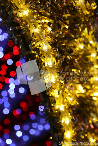 Image of Bright Christmas decoration, abstract background out of focus