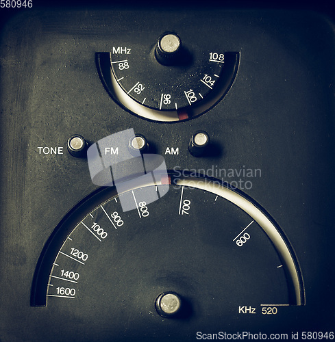 Image of Vintage looking Old AM - FM radio tuner