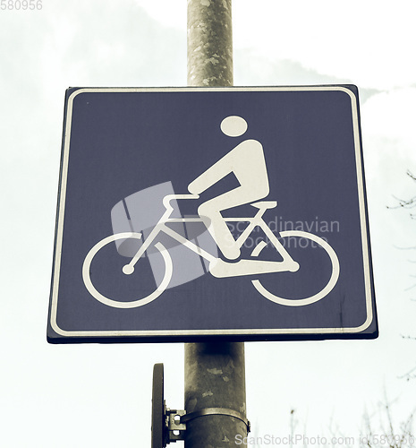 Image of Vintage looking Bike lane sign