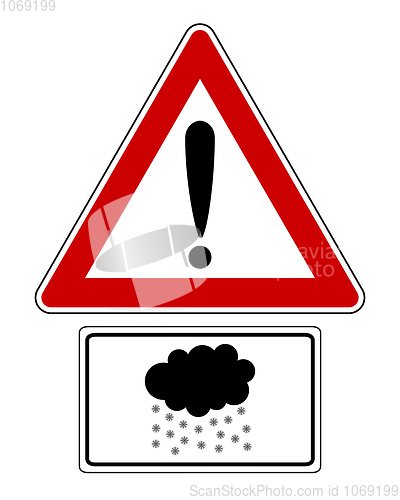 Image of Attention sign with snow symbol
