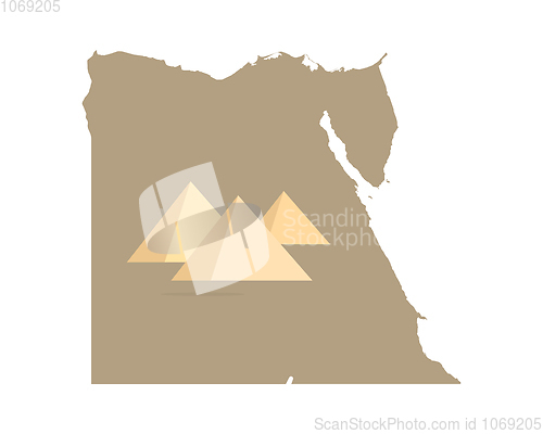Image of Egypt and pyramids on white