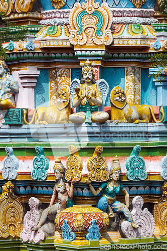 Image of Sculptures on Hindu temple gopura (tower)