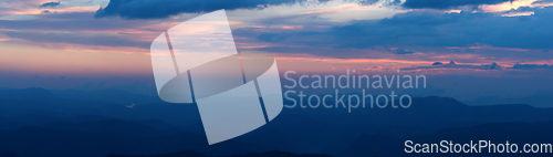 Image of Panorama of sunset in mountains