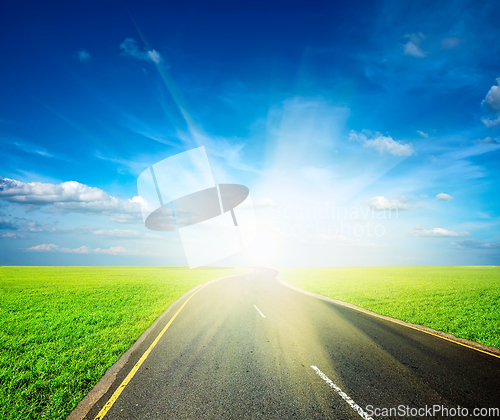 Image of Road, field, sky landscape