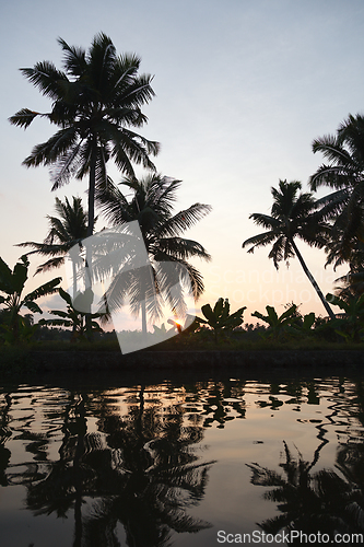 Image of Sunset on Kerala backwaters