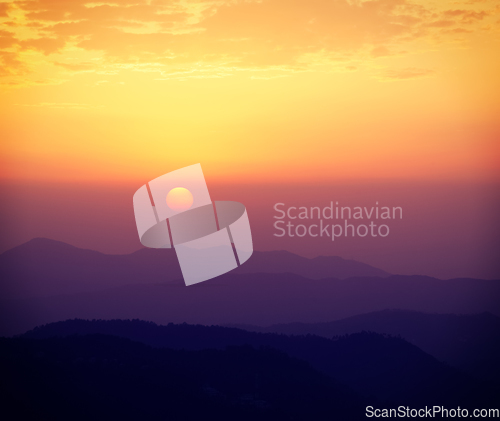 Image of Sunset in hills