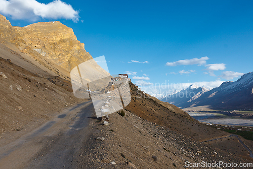 Image of Road to Kee (Ki, Key) Monastery. Spiti Valley, Himachal Pradesh