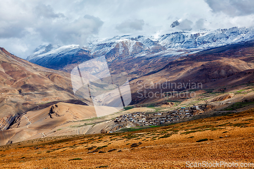 Image of Kibber village high in Himalayas. Spiti Valley, Himachal Pradesh, India