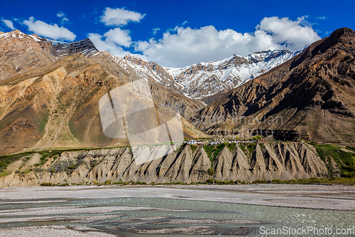 Image of Village in Himalayas mountains. Pin Valley, Himachal Pradesh, India