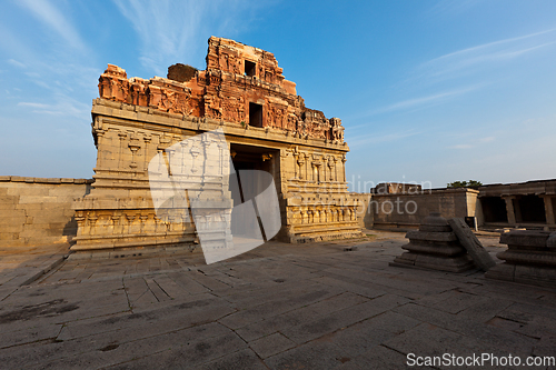 Image of Krishna temple on sunset