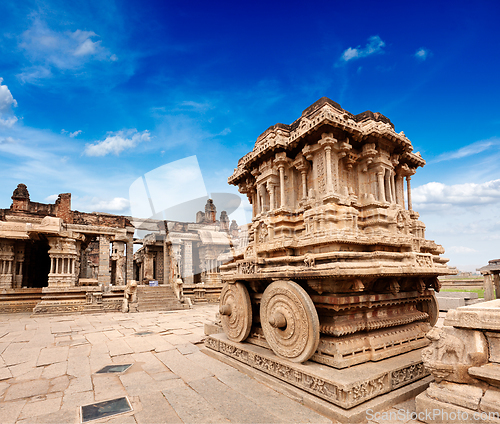 Image of Stone chariot in Vittala temple. Hampi, Karnataka, India