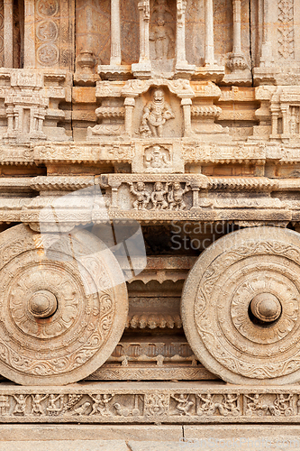 Image of Stone chariot in Vittala temple. Hampi, Karnataka, India