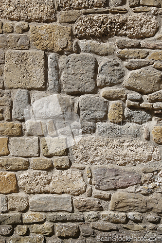 Image of Very old stone wall texture, Carcassonne, France