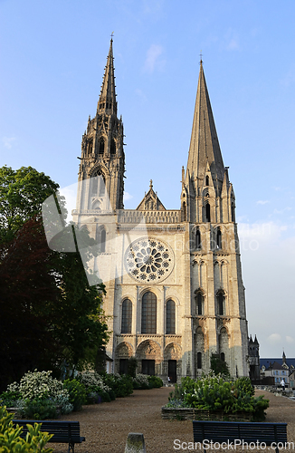 Image of Famous Cathedral of Notre-Dame in Chartres, France