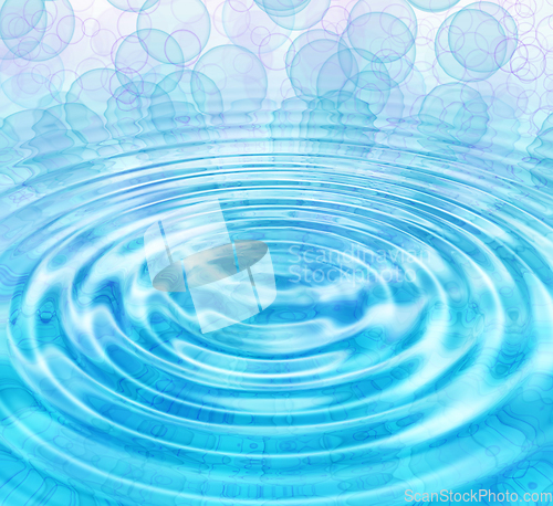 Image of Blue abstract background with water ripples and bubbles