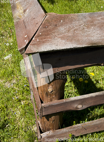 Image of the corner of the old wooden fence