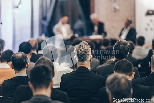 Image of Round table discussion at business conference event.