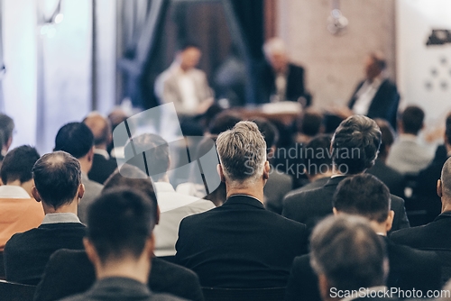 Image of Round table discussion at business conference event.