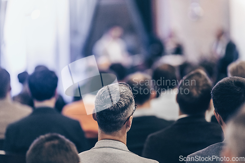 Image of Round table discussion at business conference event.