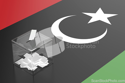 Image of Ballot box with the flag of Libya