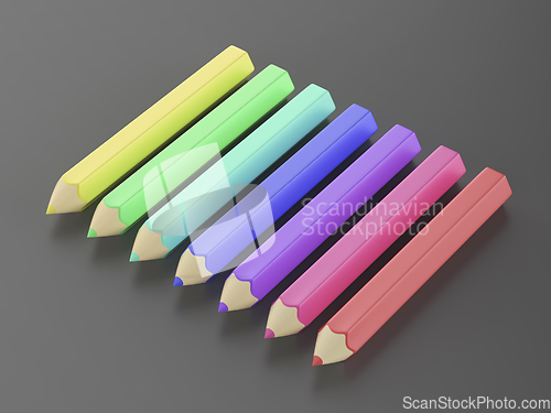 Image of Seven cartoon style colored pencils