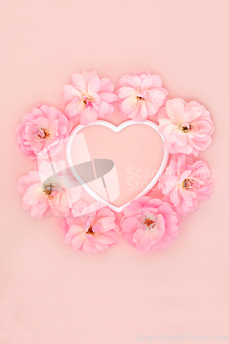 Image of Valentines Day Pink Rose Flower Abstract Heart Design