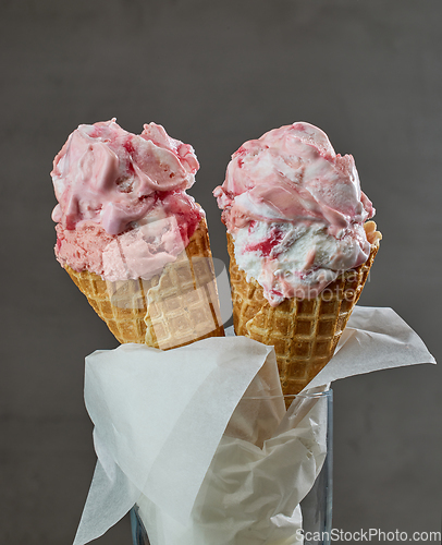 Image of ice cream cones in a glass