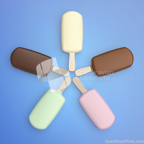 Image of Five chocolate ice creams