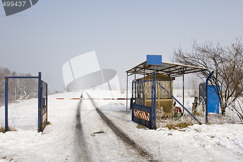 Image of security barrier in winter