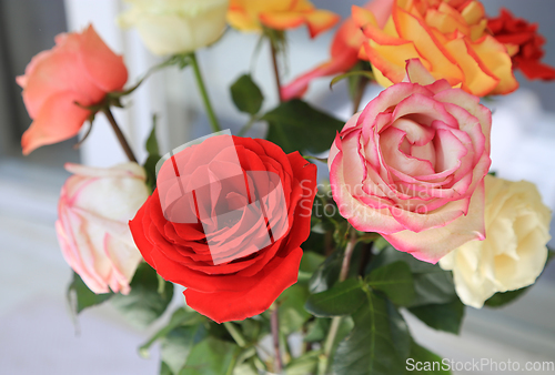 Image of Beautiful bouquet of bright colorful roses