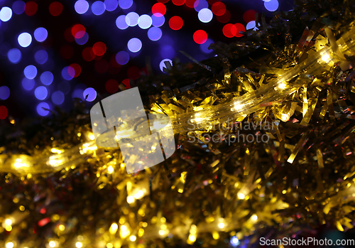 Image of Bright Christmas decoration, abstract background out of focus