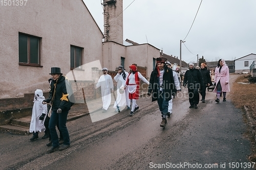 Image of People attend the Slavic Carnival Masopust