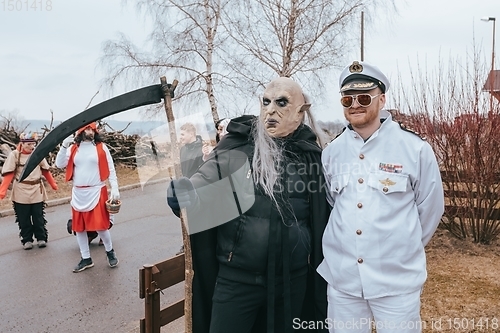 Image of People attend the Slavic Carnival Masopust