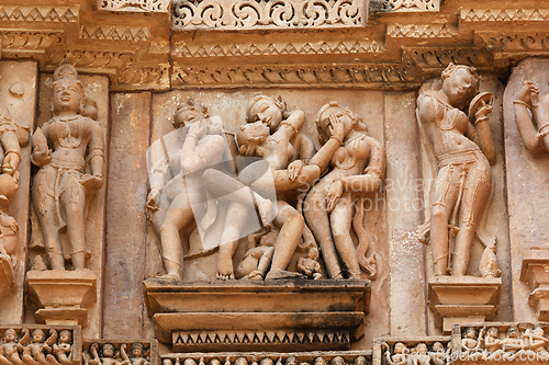 Image of Erotic sculptures, Khajuraho, India