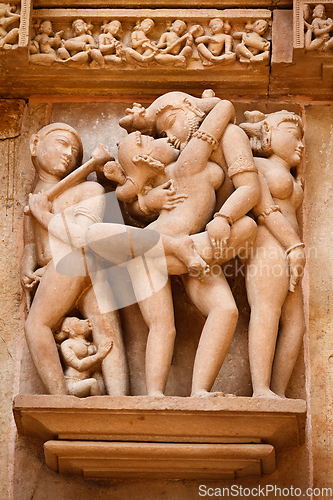 Image of Erotic sculptures, Khajuraho, India