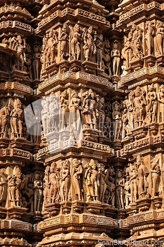 Image of Famous stone carving sculptures of Khajuraho