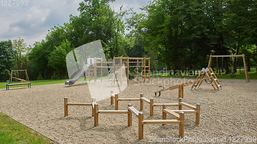 Image of Colorful playground on yard in the park.