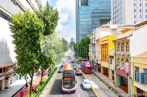 Image of traffic on Singapore city street