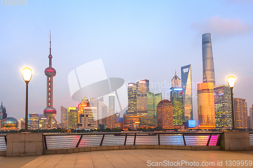 Image of Modern illuminated Shanghai skyline