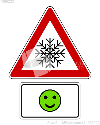 Image of Attention sign with optional label and smiley