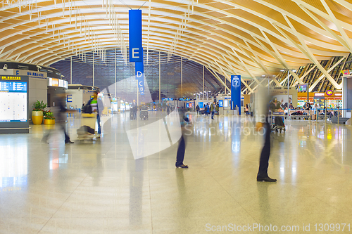 Image of  People indside Shanghai Pudong Airport