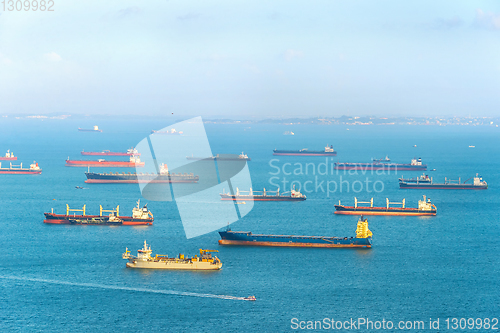 Image of Industrial cargo shipping Singapore harbor