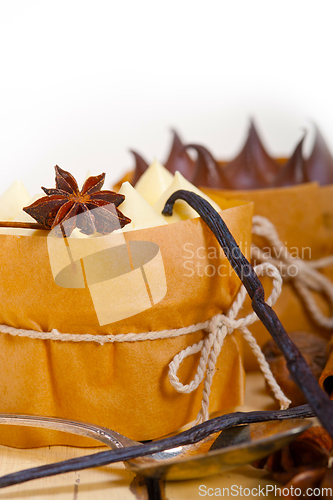 Image of chocolate vanilla and spices cream cake dessert