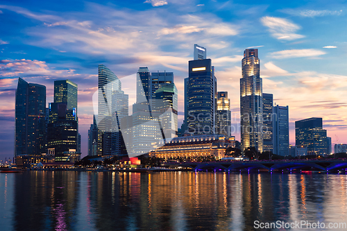 Image of Singapore skyline in evening