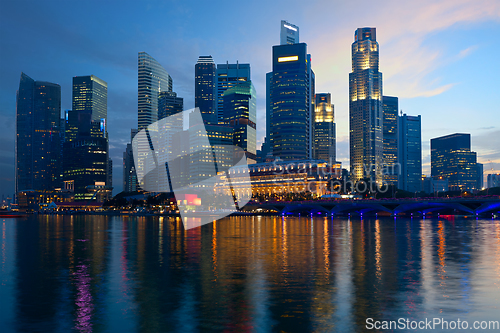 Image of Singapore skyline in evening